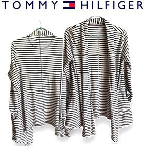 NWT TOMMY HILFIGER Cardigan Womens sz M Blue White stripes NEW